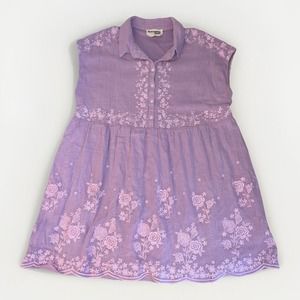 Savanna Jane Purple Floral Embroidered Tunic/Dress 1/4 Button Collar‎ Size: 1X